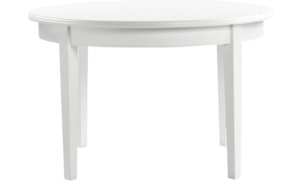 Koster spisebord – hvid, rund m. 1 tillægsplade (Ø120)