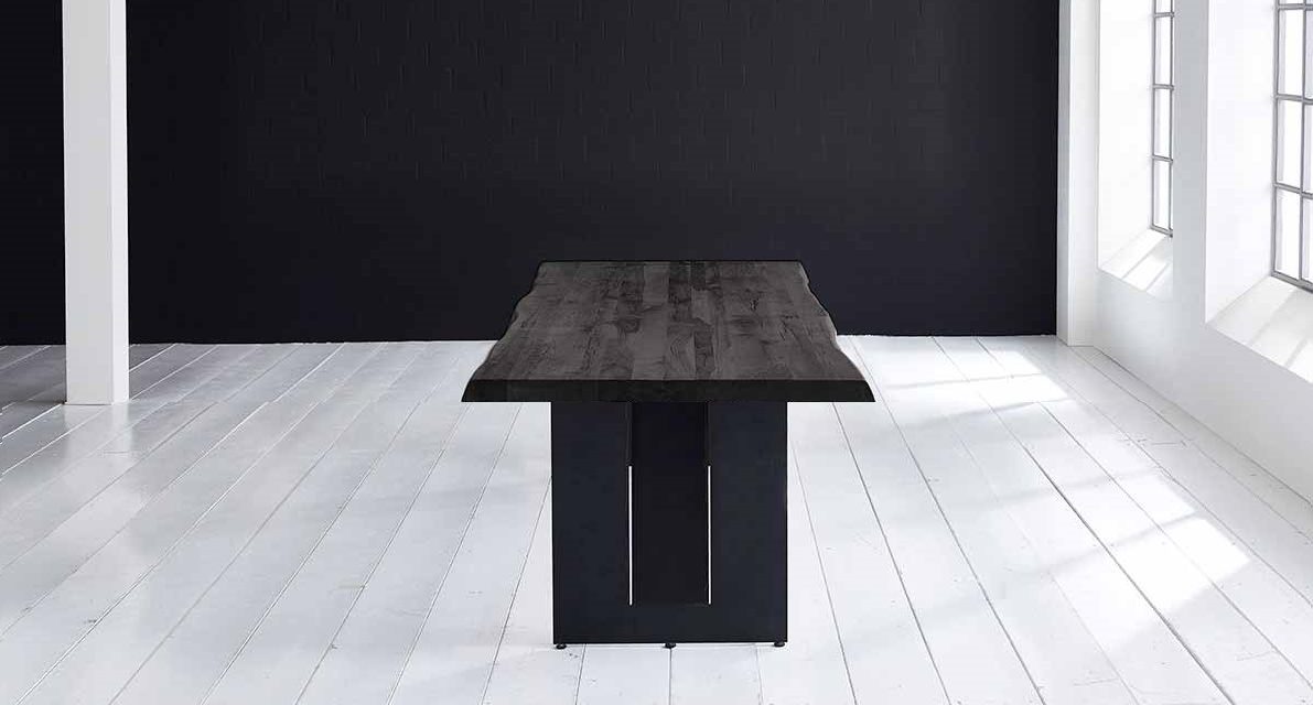 Concept 4 You Plankebord – Barkkant Eg med Steven ben, m. udtræk 6 cm 180 x 100 cm 07 = mocca black