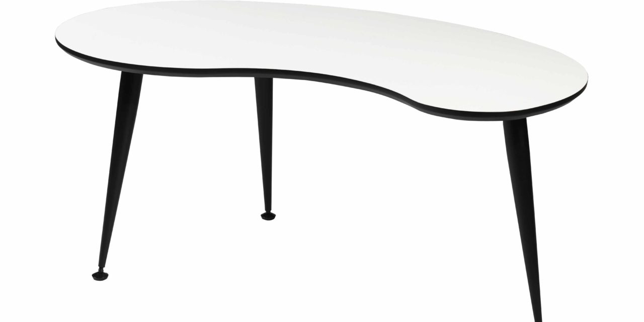 Strike sofabord – Hvidt træ, stel af sort rustfrit stål