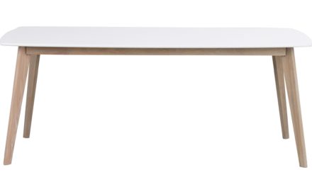 Olivia spisebord – hvid/hvidvasket eg m. udtræk (190×90)