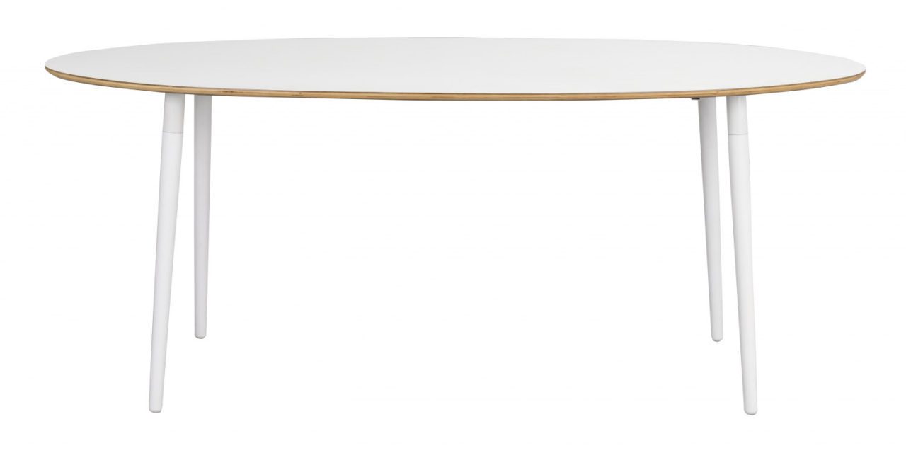 Fusion spisebord – hvid laminat/bøg, oval (190×100)