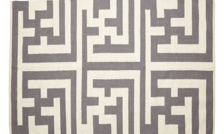 HÜBSCH Vævet tæppe i uld, natur/grå