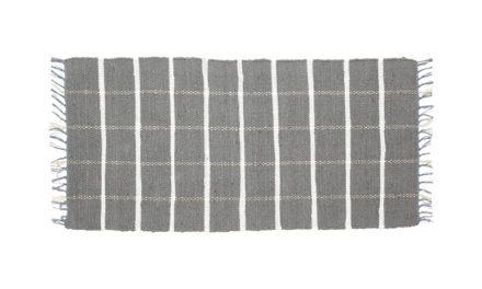 HÜBSCH Vævet tæppe i bomuld, grå/hvid
