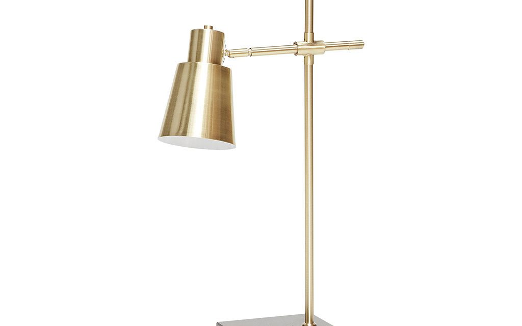 Bordlampe, messing/sort m/marmor fod