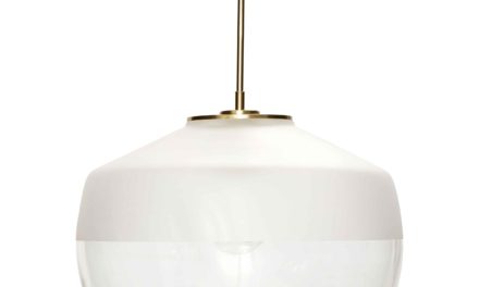 HÜBSCH loftlampe – klart glas/hvidt frosted glas m. messing