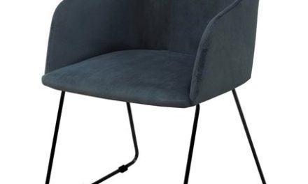 Casablanca spisebordsstol – mørkeblåt stof/sorte metalben, m. armlæn