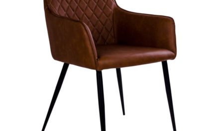 HOUSE NORDIC Harbo spisebordsstol med armlæn i vintage brun kunstlæder
