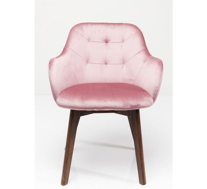 KARE DESIGN Stol med armlæn Lady Velvet Stitch – Rosa