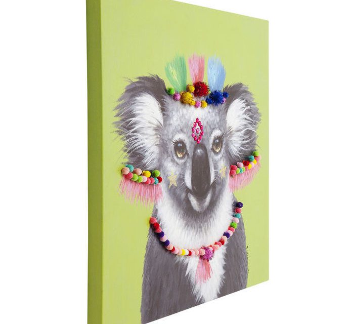 KARE DESIGN Billede, Touched Koala Pom Pom 70 x 70 cm