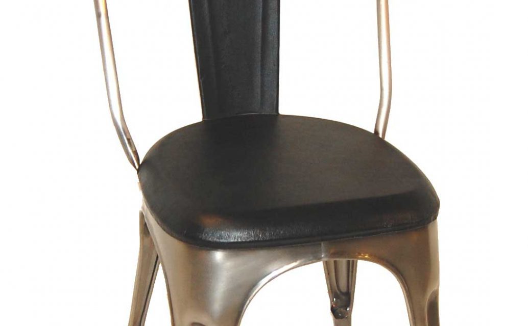 TRADEMARK LIVING Spisebordsstol – sort læder og shiny stel