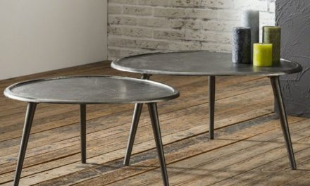 FURBO Sofabord, nyreformet sandblæst metal, ø 60 cm