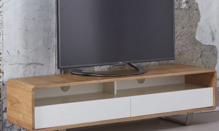 FURBO TVbord, massiv eg med metalben, 40 x 150 cm