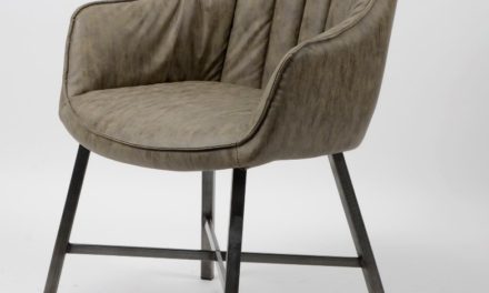 FURBO Spisebordsstol, stål og gråbrun læder