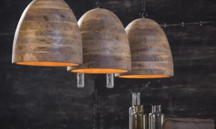 FURBO Loftslampe, massiv mango træ, 3 lamper