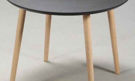 FURBO Spisebord, sort linoleum, egeben, ø 110 cm.