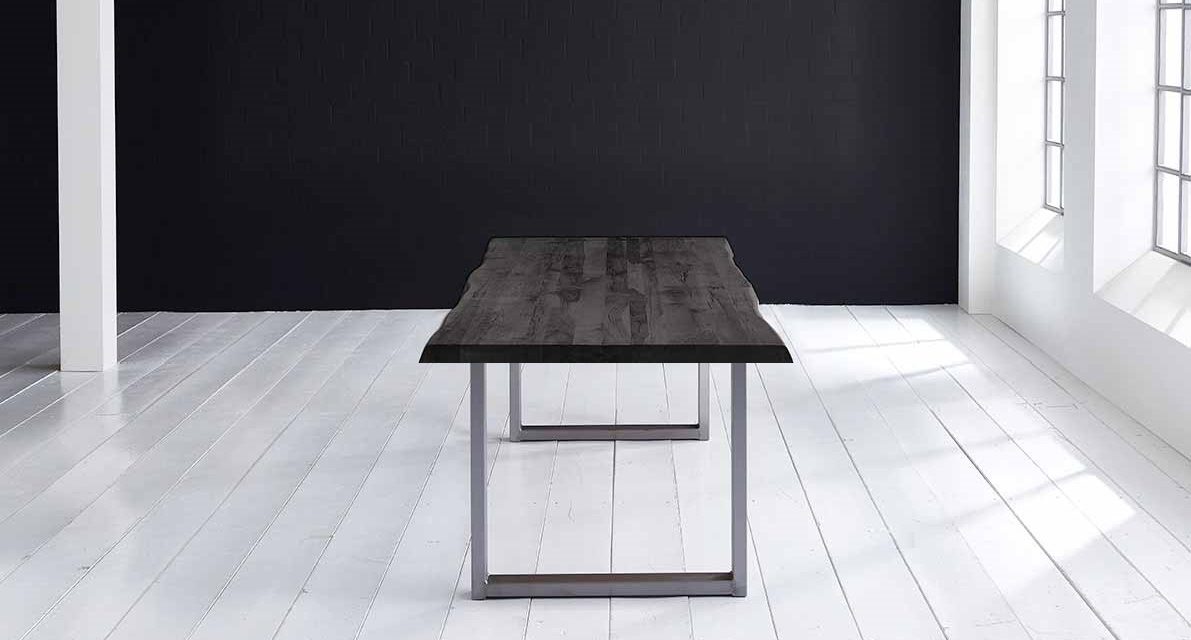 Concept 4 You Plankebord – Barkkant Eg med Manhattan ben, m. udtræk 6 cm 180 x 110 cm 07 = mocca black
