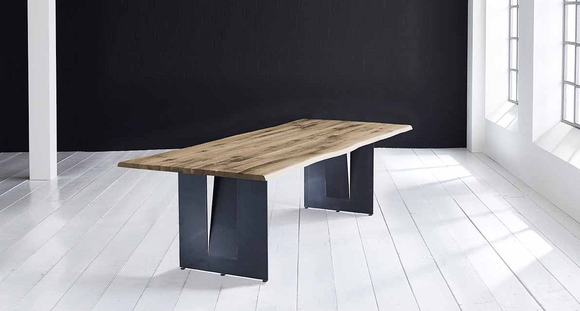 Concept 4 You Plankebord – Barkkant Eg med Steven ben, m. udtræk 3 cm 240 x 100 cm 04 = desert