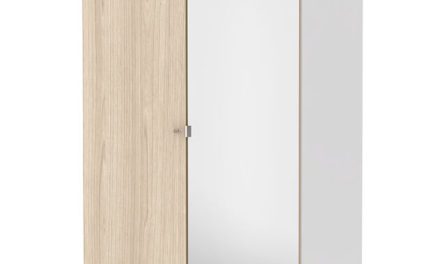 Save Garderobeskab (100 cm) i hvid/eg struktur med spejl