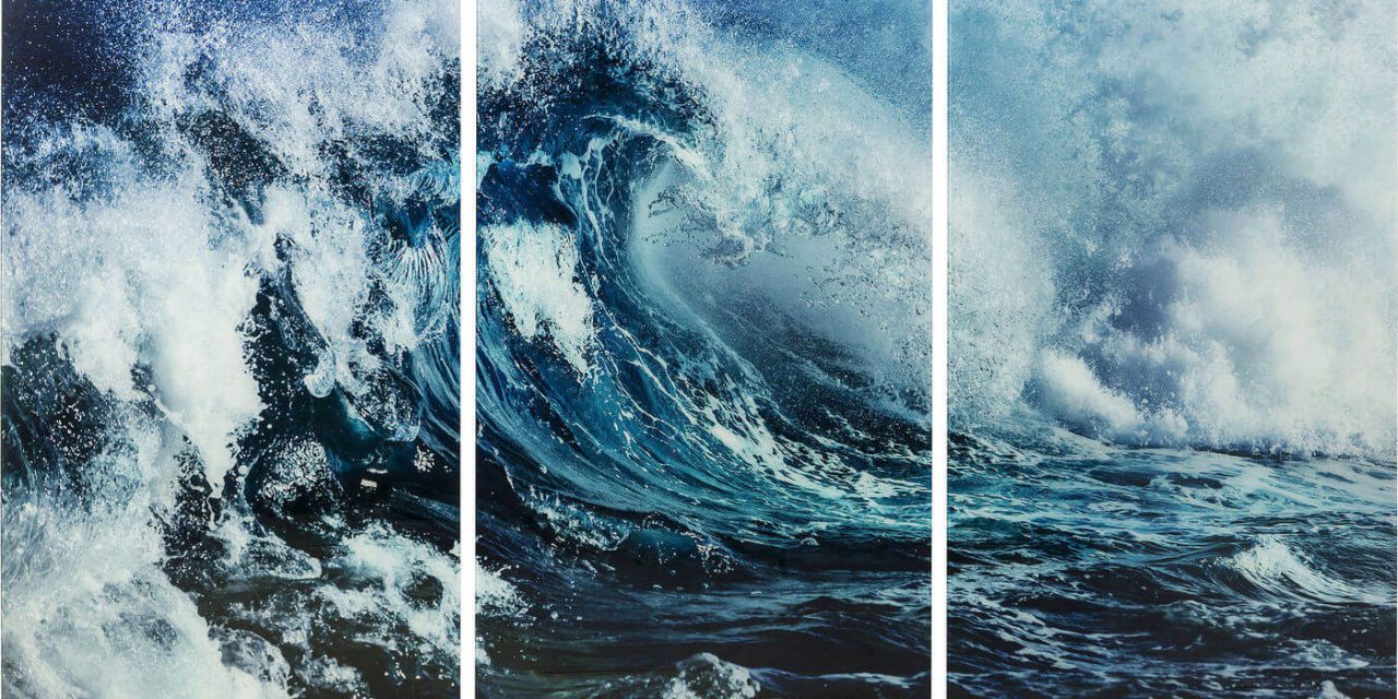 Glas Triptychon Wave Plakat fra Kare Design til boligen