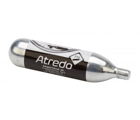 Atredo  – CO2 Patron – 25 gram – Med gevind – Til co2 cykelpumpe – Blank