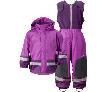 Didriksons Boardman Kids Set – Fleeceforet regntøj – Lilla