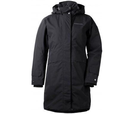 Didriksons Eline Womens Parka – Vandtæt damejakke m. for – Sort