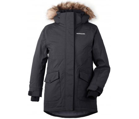 Didriksons Sassen Girls Parka – Vandtæt børnejakke m. for – Sort