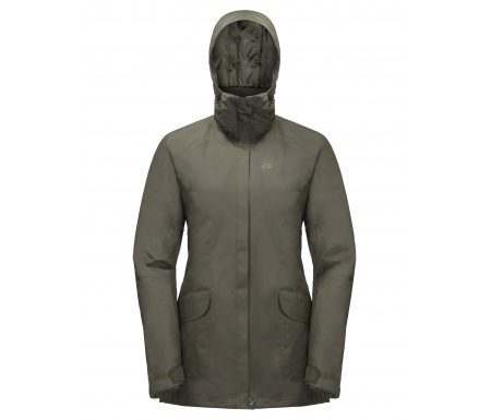 Jack Wolfskin Kiruna Trail JKT Women – Vandtæt damejakke m. for – Grå