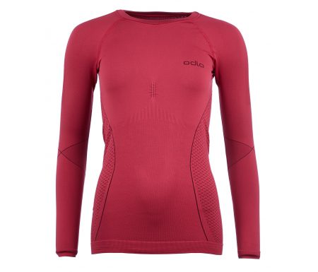 Odlo Evolution Warm – Langærmet bluse med rund hals til dame – Bordeaux