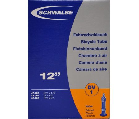 Schwalbe slange 12 1/2 x 2. 1/4 med almindelig ventil DV1