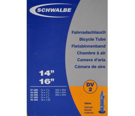 Schwalbe slange 14 x 1. 3/8 med almindelig ventil DV2