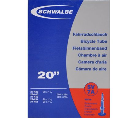 Schwalbe slange 20 x 1 3/8 med Racer ventil SV7A