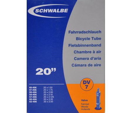 Schwalbe slange 20 x 1,50-2,50 med almindelig ventil DV7