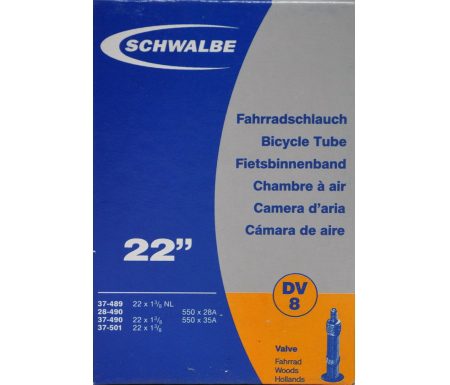 Schwalbe slange 22 x 1. 3/8 med almindelig ventil DV8