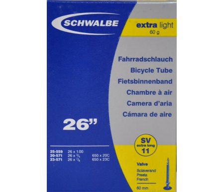 Schwalbe slange 26 x 1,00 X-Light med Racer ventil SV11