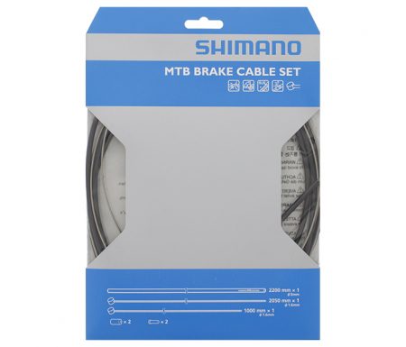 Shimano Bremsekabelsæt – MTB Rustfri – For-og bagbremsekabel komplet – Sort